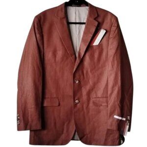 NWT Perry Ellis Portfolio Modern Fit Linen-Blend Speaker Jacket 42L Rust